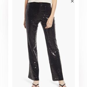 Open Edit Black Sequin Flare Pants - Size Small